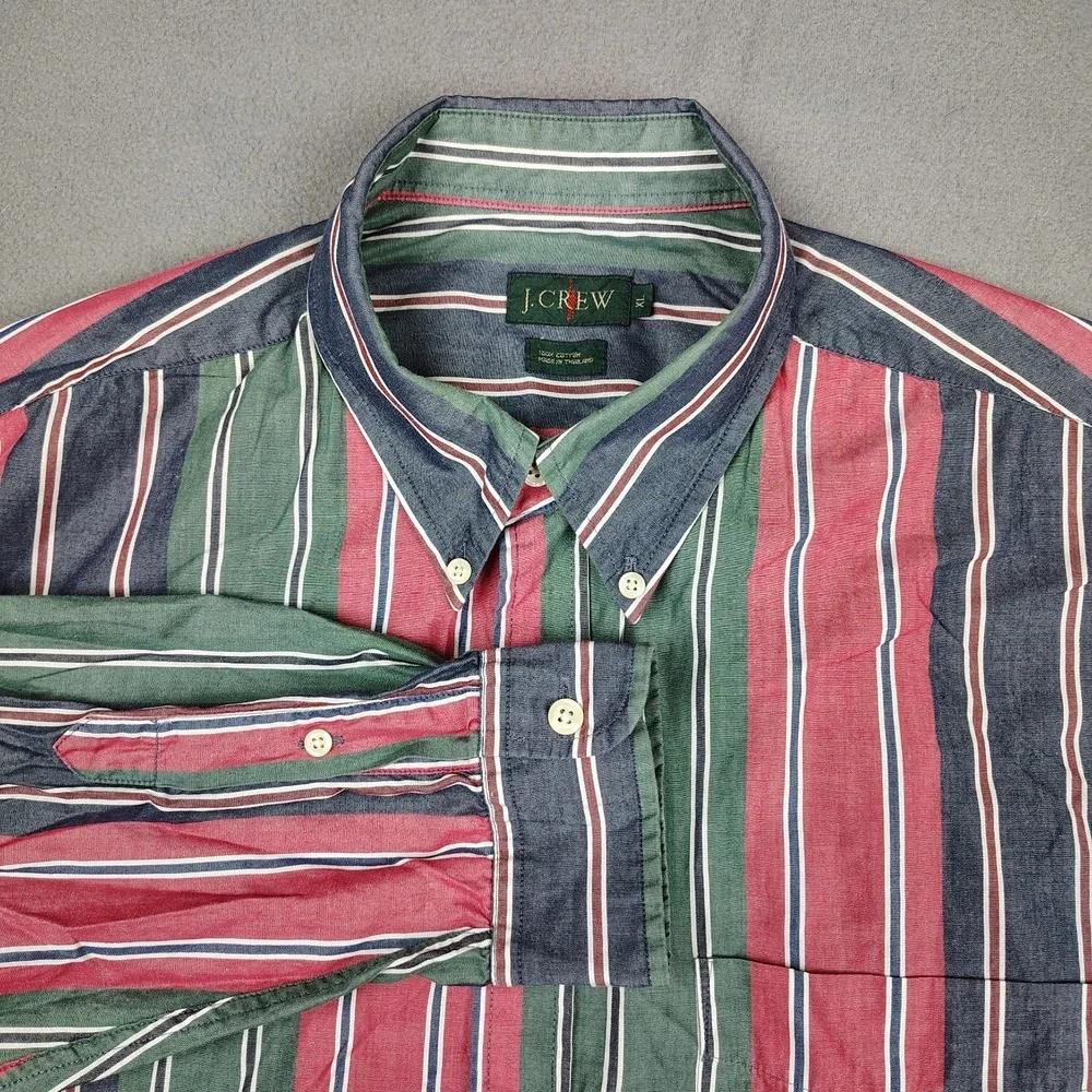Vintage J Crew Oarsman Button Down Shirt Men XL Striped Long Sleeve Cotton EC